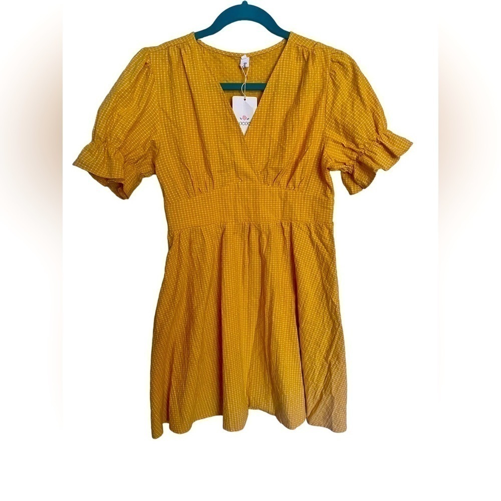 Irococo yellow checkered dress size large